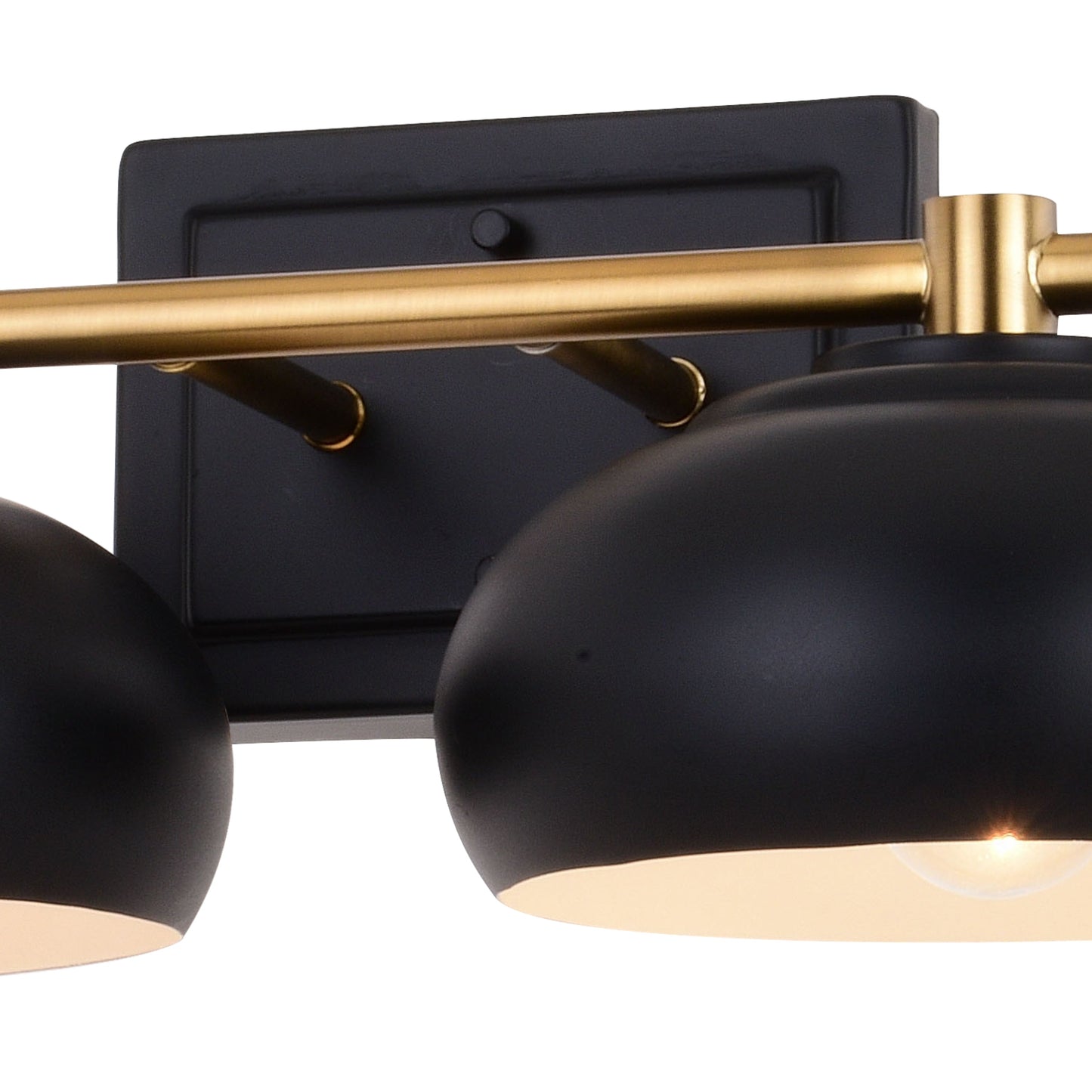 Vaxcel Belmont 38" 4-Light Black and Brass Mid-Century Modern Bathroom Vanity Wall Light With Black Metal Dome Shades