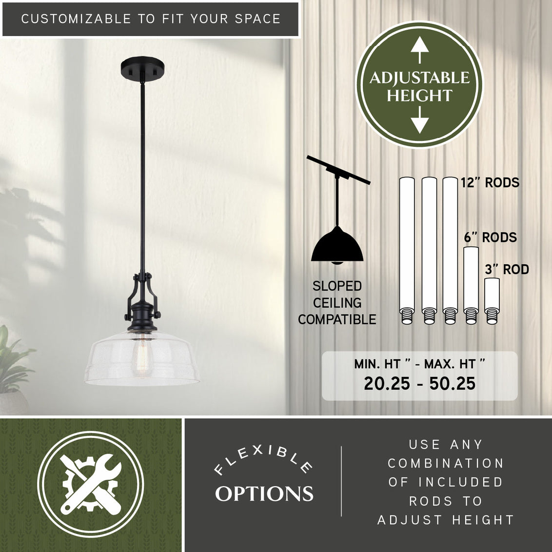 Vaxcel Beloit 12-in. Pendant Matte Black