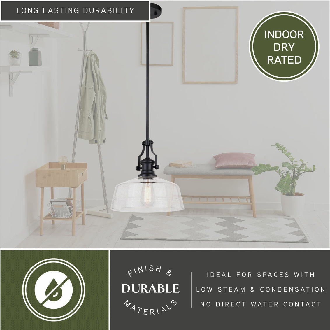 Vaxcel Beloit 12-in. Pendant Matte Black