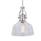 Vaxcel Beloit 9" 1-Light Satin Nickel Farmhouse Mini Pendant Light With Clear Seeded Glass Shade