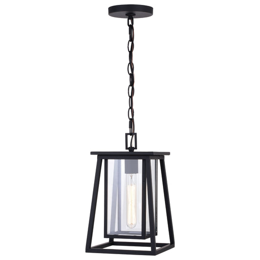 Vaxcel Blackwell 8" 1-Light Black Outdoor Pendant Lighting With Clear Glass Shade