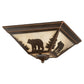 Vaxcel Bozeman 14" Bronze Rustic Bear Flush Mount Ceiling Light Fixture With Amber Flake Glass Shade