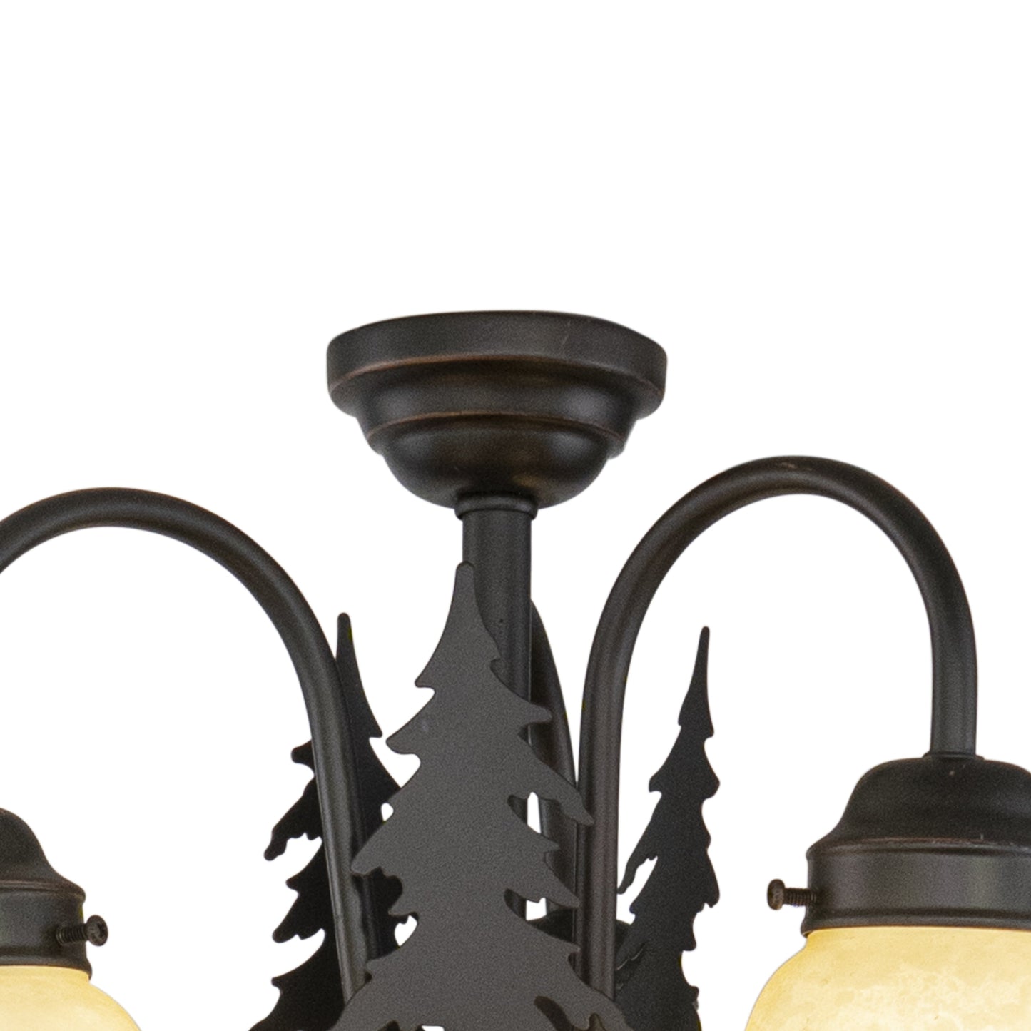 Vaxcel Bozeman 15" 3-Light Bronze Rustic Bear Interior Mini Chandelier With Amber Flake Glass Shades