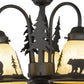 Vaxcel Bozeman 15" 3-Light Bronze Rustic Bear Interior Mini Chandelier With Amber Flake Glass Shades