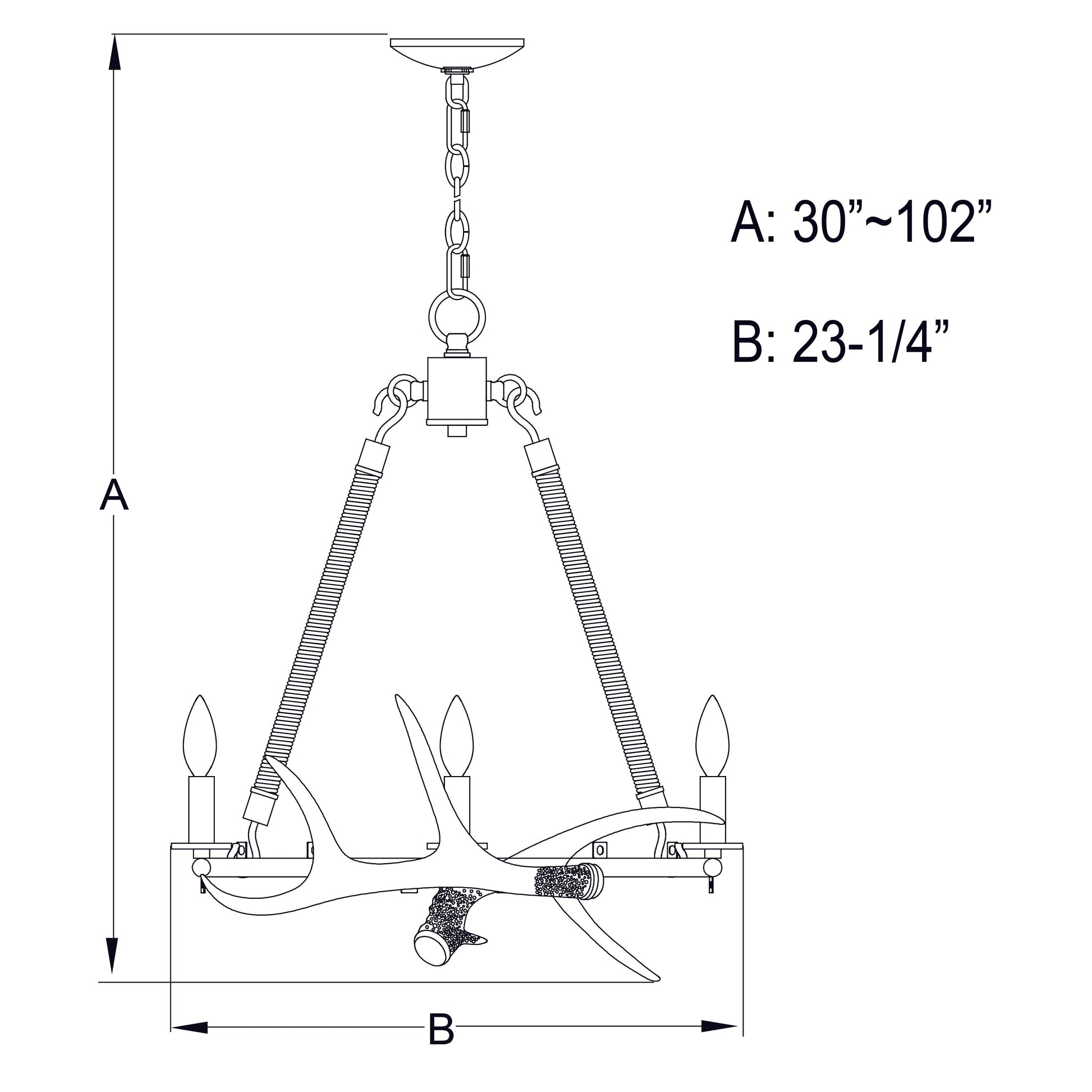 Vaxcel Breckenridge 24" 4-Light Bronze Rustic Antler Interior Chandelier With Natural Rope Accent