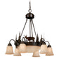 Vaxcel Bryce 29" 9-Light Bronze Rustic Deer Chandelier With Amber Flake Glass Shades