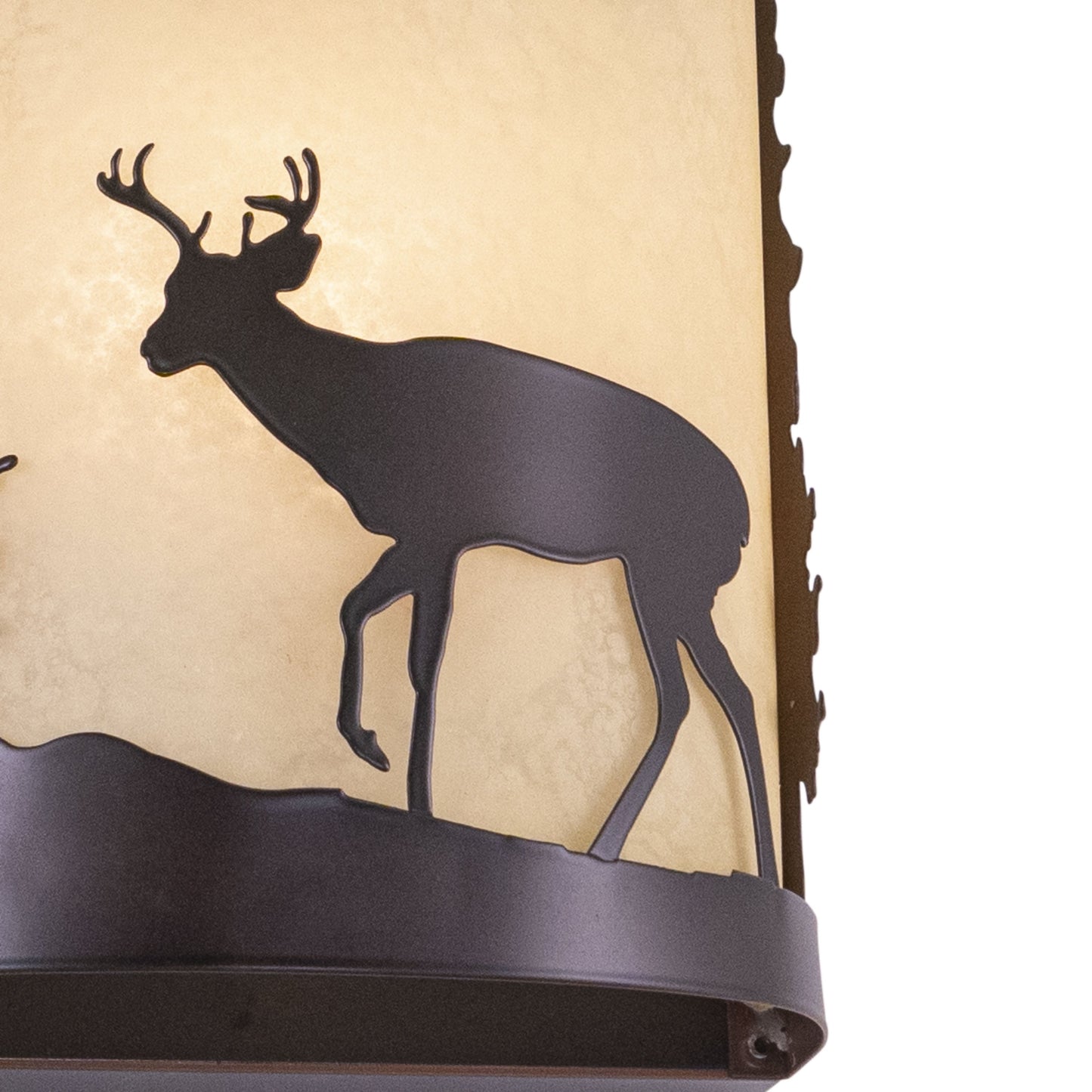 Vaxcel Bryce 8" 1-Light Bronze Rustic Deer Tree Indoor Outdoor Flush Wall Sconce With White Tiffany Glass Shade