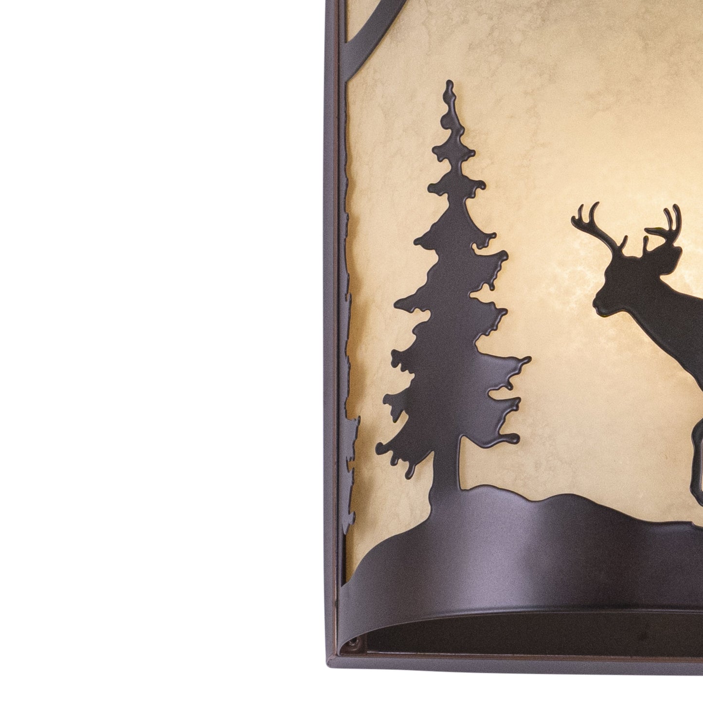 Vaxcel Bryce 8" 1-Light Bronze Rustic Deer Tree Indoor Outdoor Flush Wall Sconce With White Tiffany Glass Shade