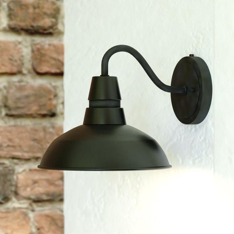 Vaxcel Buena Park 9-in. Outdoor Wall Light Black and Vintage Black with Matte White Inner