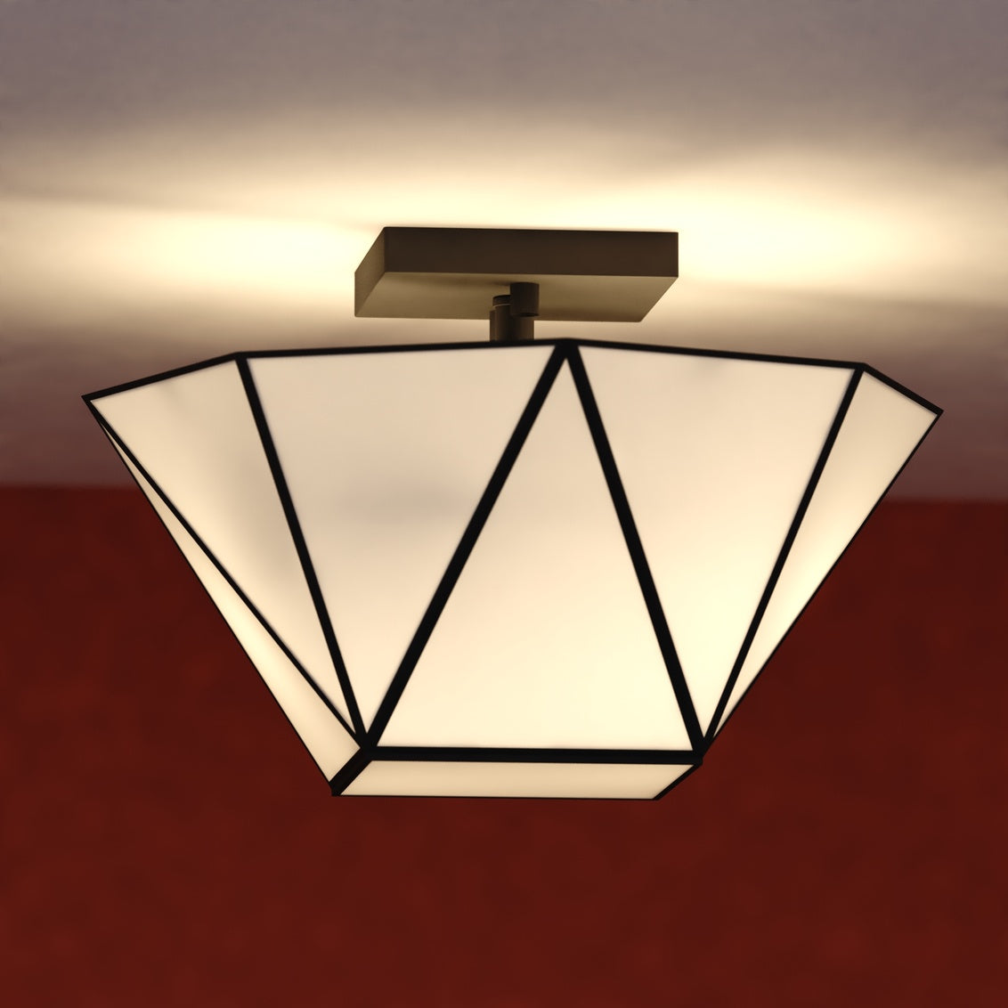 Vaxcel Burbank 13.5-in. W 4 Light Semi-Flush Mount Muted Gold