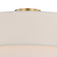 Vaxcel Burnaby 21" 4-Light Brass Mid-Century Modern Drum Semi-Flush Mount Ceiling Light With White Linen Shade