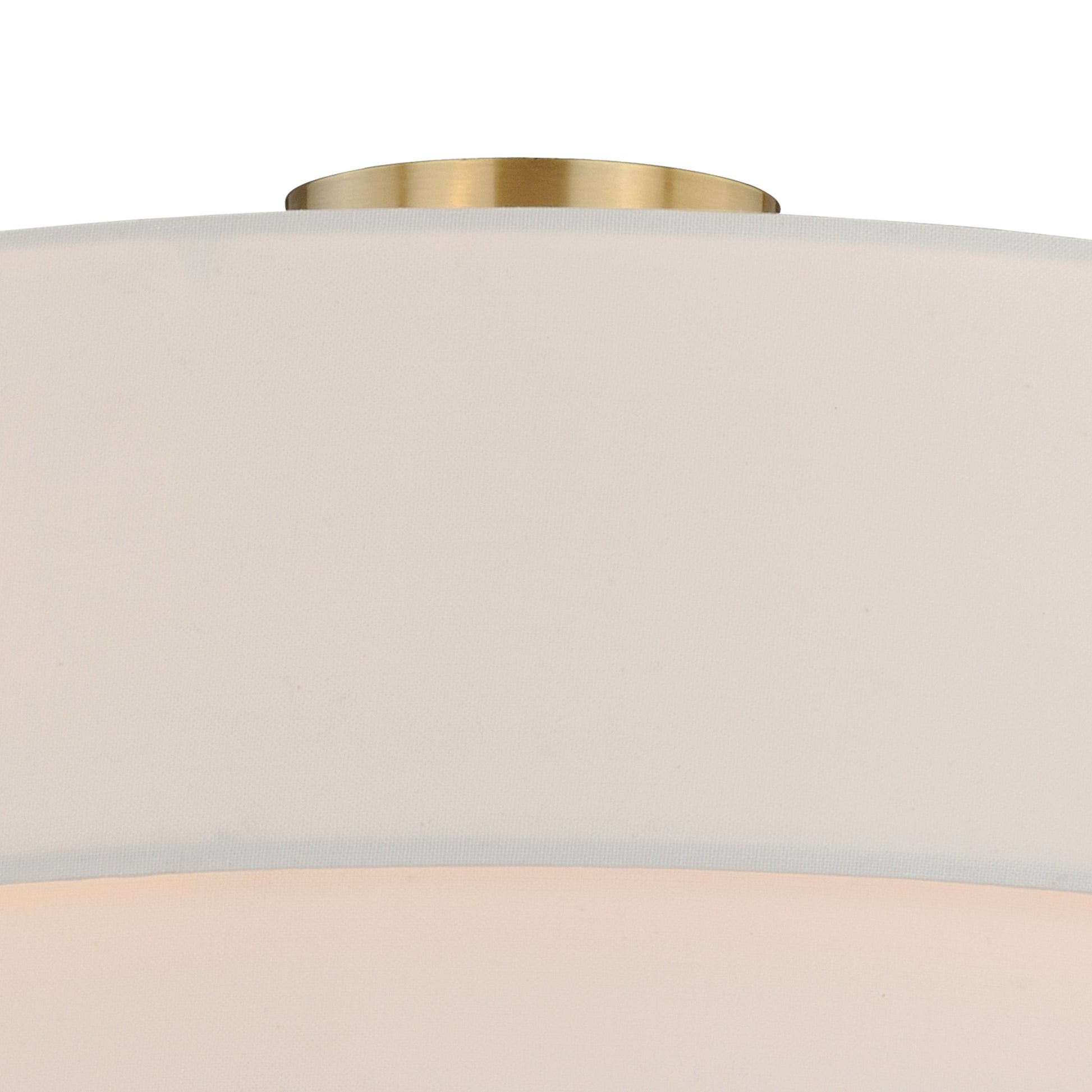 Vaxcel Burnaby 21" 4-Light Brass Mid-Century Modern Drum Semi-Flush Mount Ceiling Light With White Linen Shade