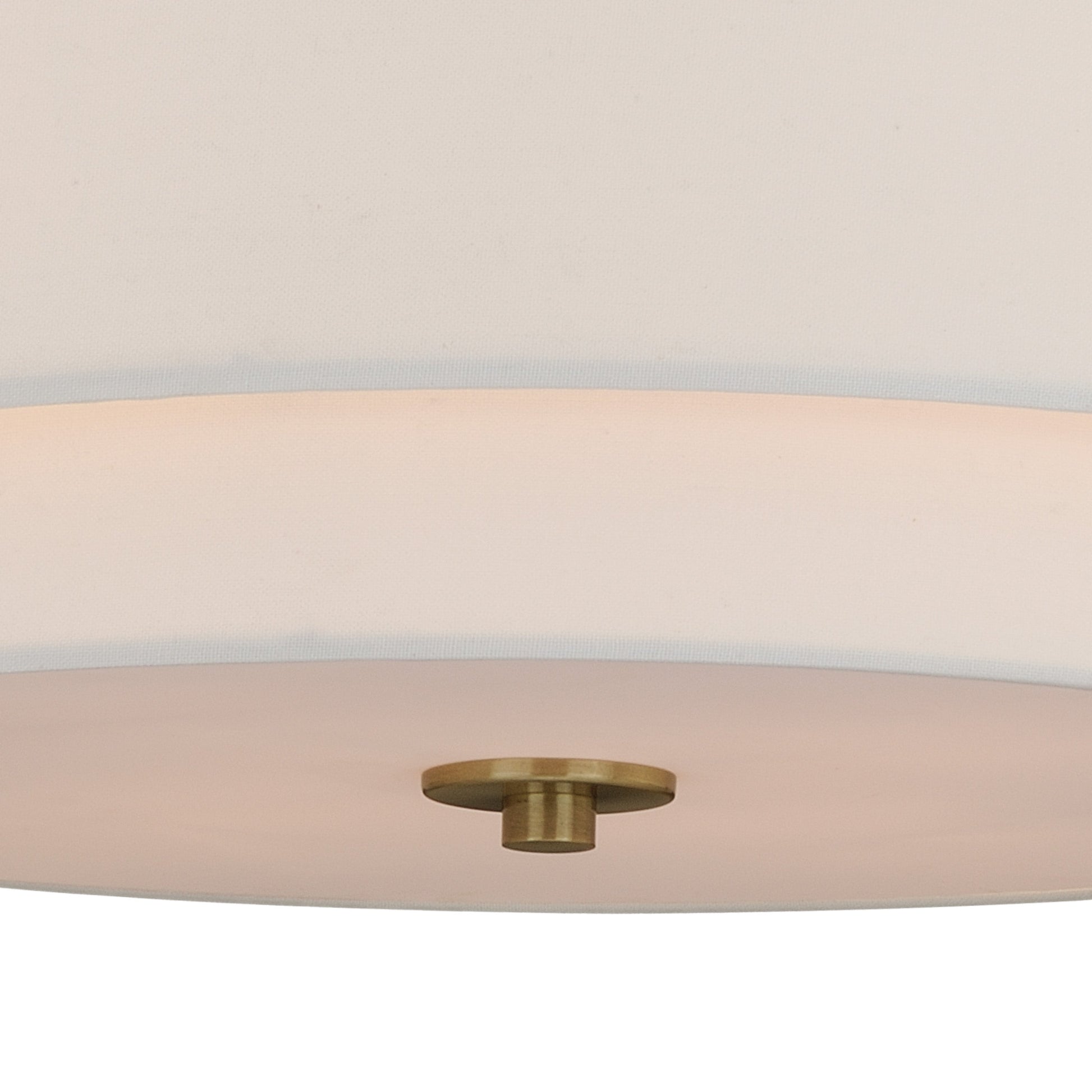 Vaxcel Burnaby 21" 4-Light Brass Mid-Century Modern Drum Semi-Flush Mount Ceiling Light With White Linen Shade