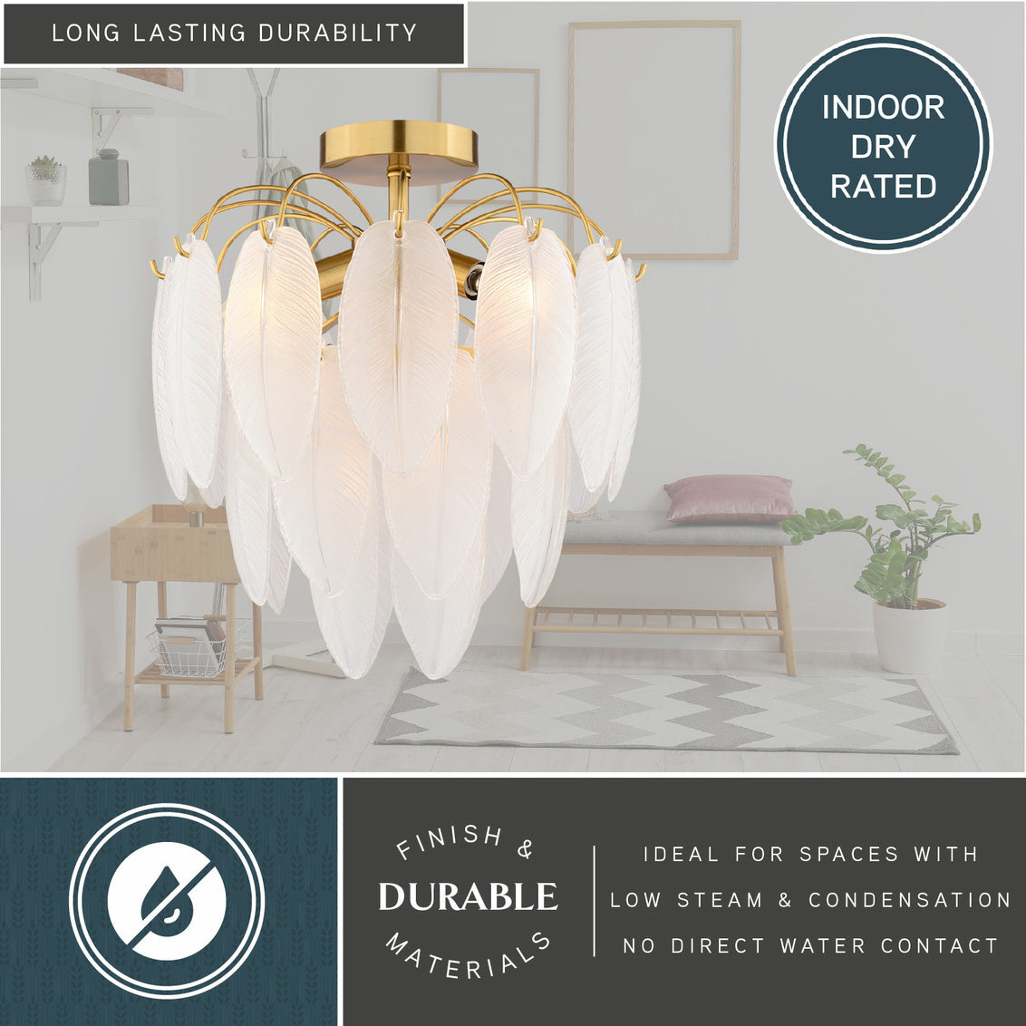 Vaxcel Burnett 14-in. W 2 Light Semi-Flush Mount Matte Black