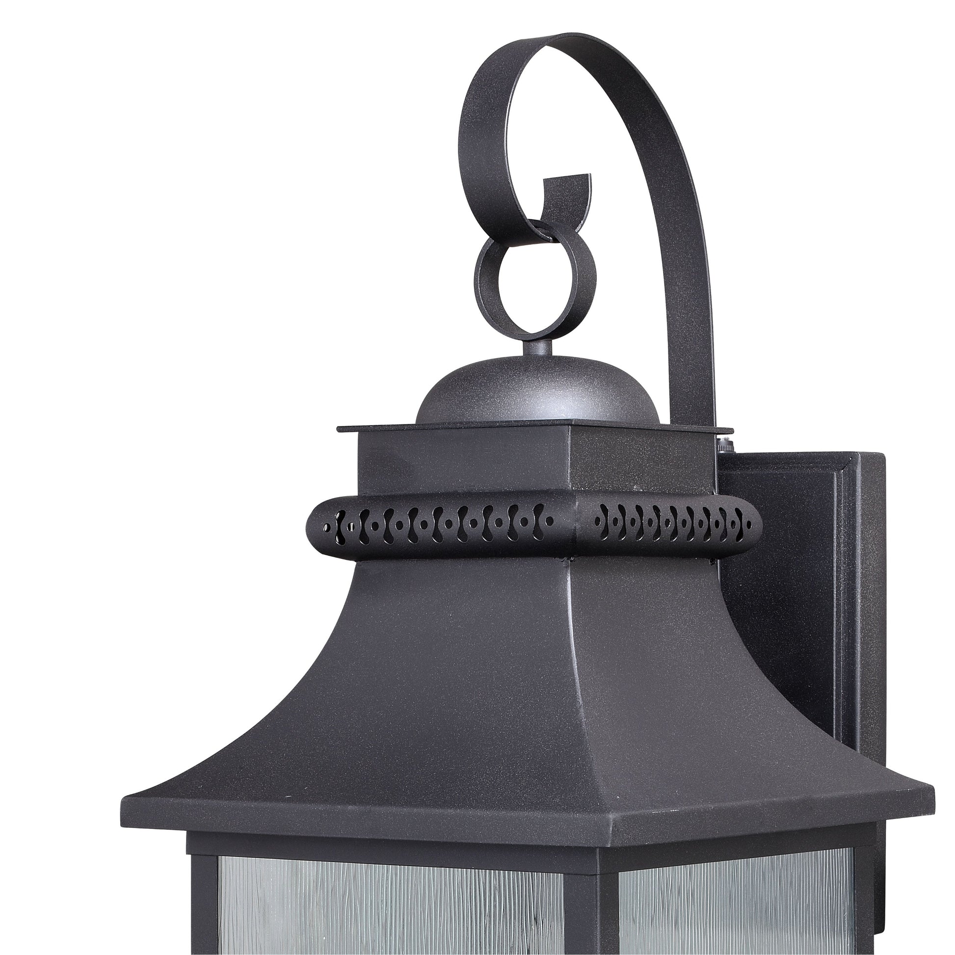 Vaxcel Cambridge 10" 3-Light Oil Rubbed Bronze Traditional Dusk-to-Dawn Outdoor Wall Lantern With Clear Wrinkle Glass Shade