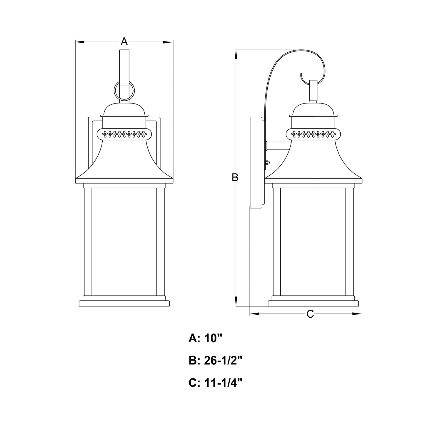 Vaxcel Cambridge 10" 3-Light Oil Rubbed Bronze Traditional Dusk-to-Dawn Outdoor Wall Lantern With Clear Wrinkle Glass Shade