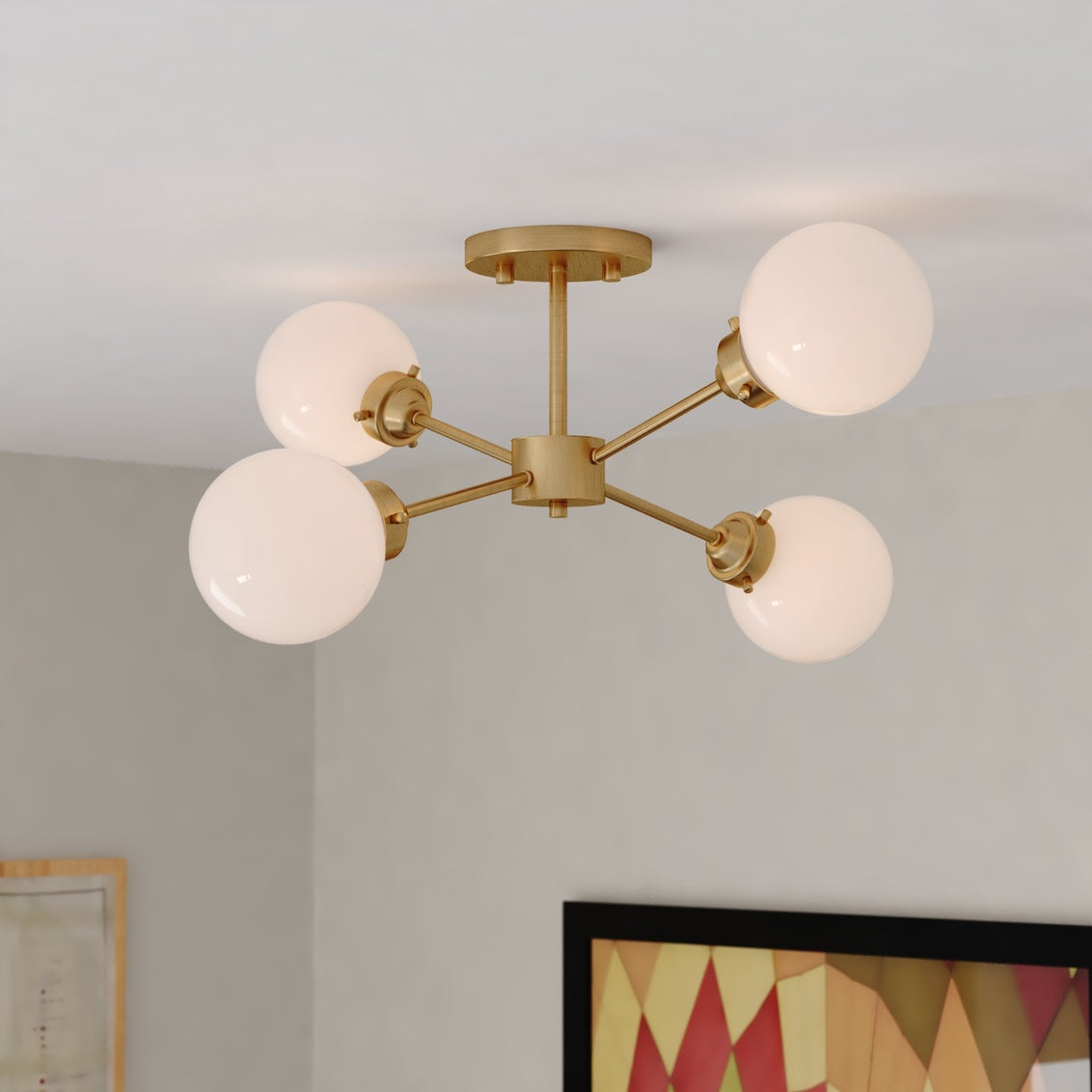 Vaxcel Canton 11.5-in. Semi-Flush Mount Black and Matte White