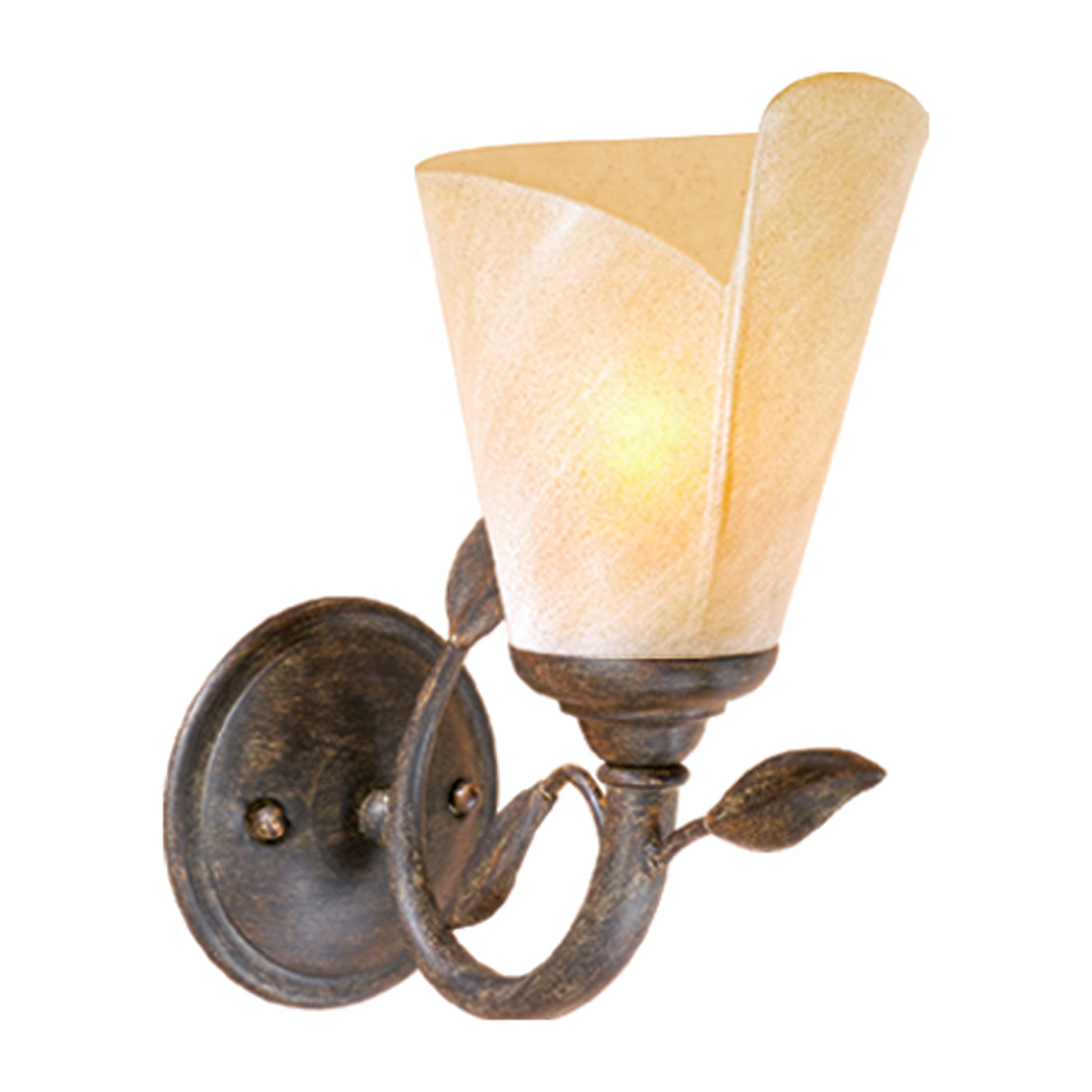 Vaxcel Capri 6" 1-Light Bronze Rustic Vine Bathroom Wall Fixture With Excavation Glass Shade