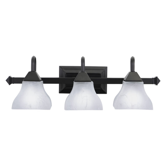 Vaxcel Cardiff 25" 3-Light Oil Burnished Bronze Mission Bathroom Vanity Fixture With Square White Alabaster Glass Shades