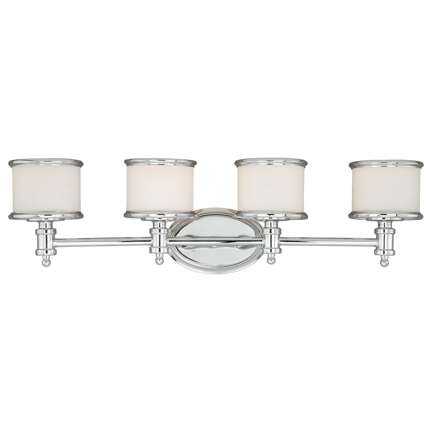 Vaxcel Carlisle 30" 4-Light Chrome Steel Bathroom Vanity Fixture With White Frosted Opal Glass Shades