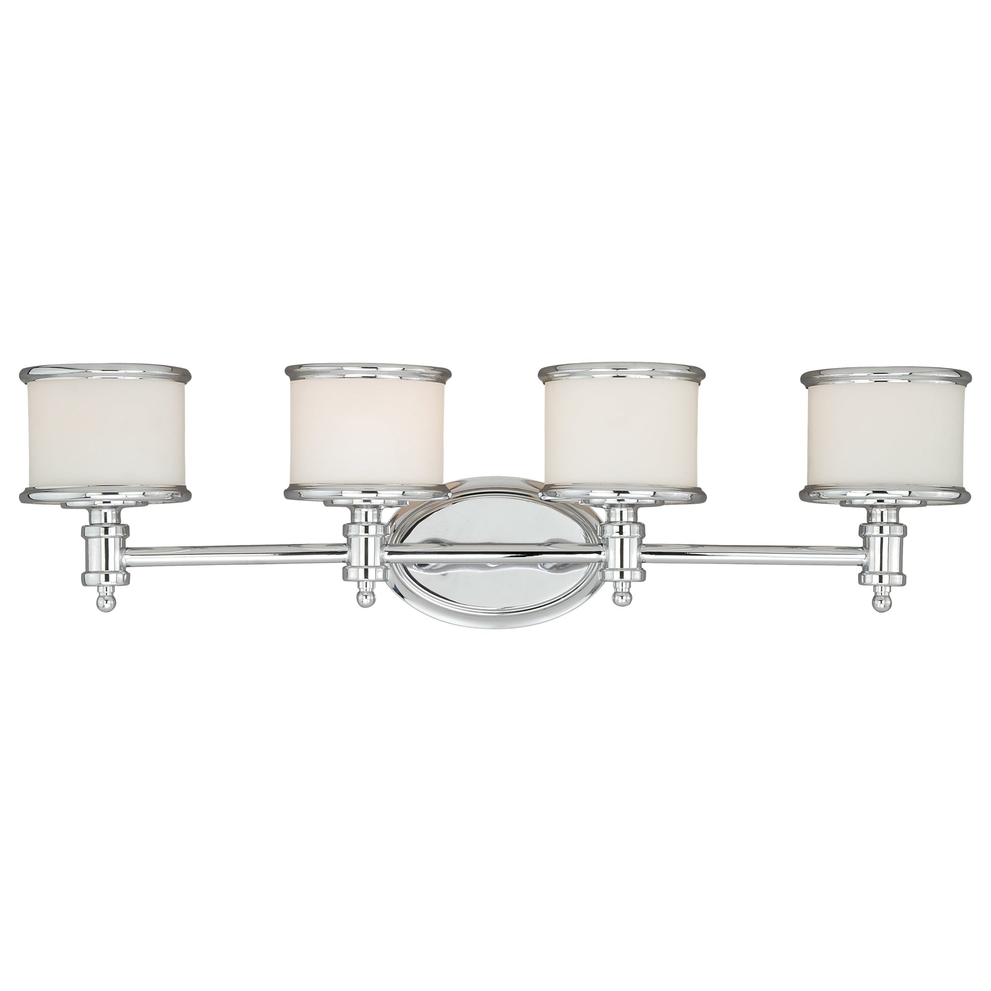 Vaxcel Carlisle 30" 4-Light Chrome Steel Bathroom Vanity Fixture With White Frosted Opal Glass Shades