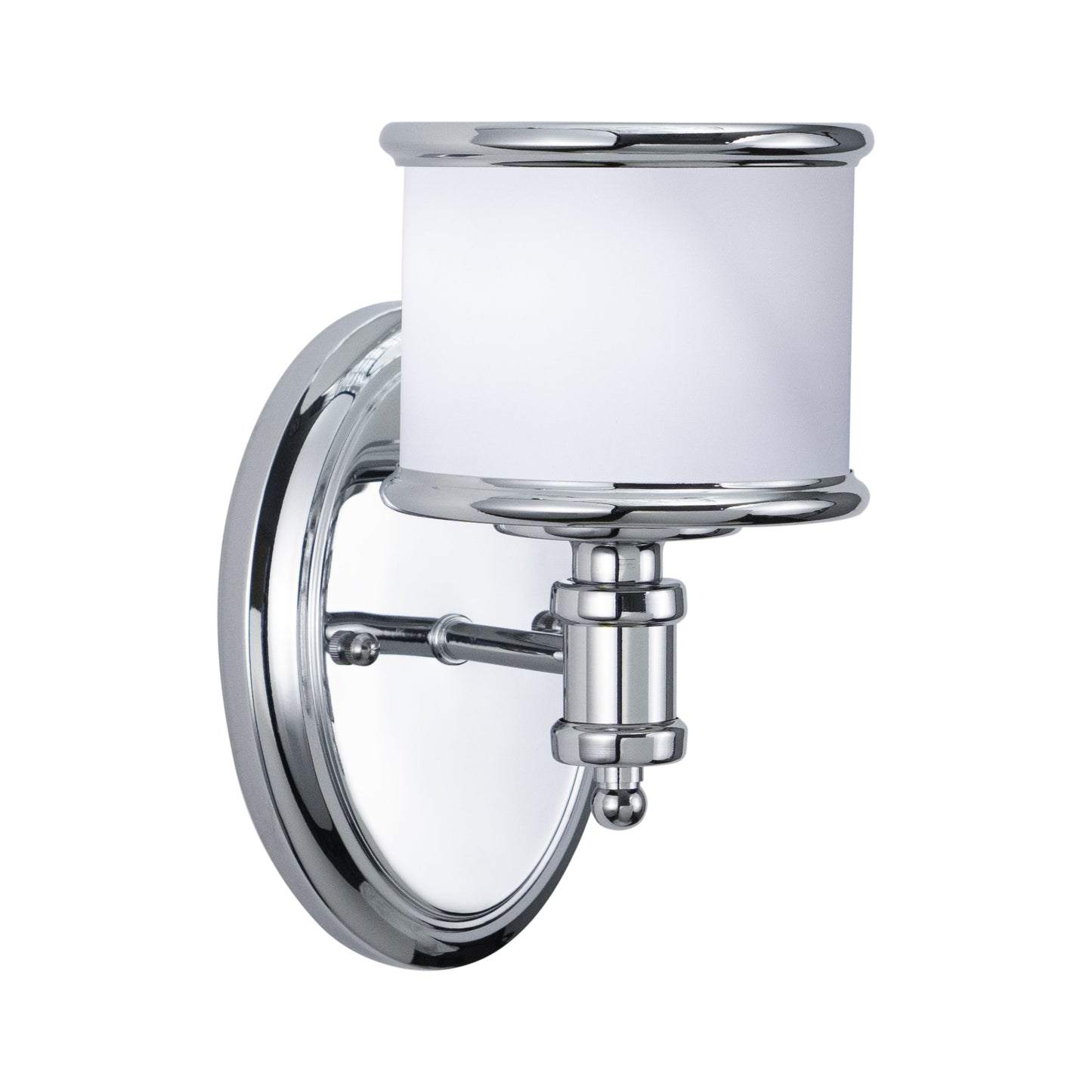 Vaxcel Carlisle 6" 1-Light Chrome Steel Bathroom Vanity Fixture With White Frosted Opal Glass Shade