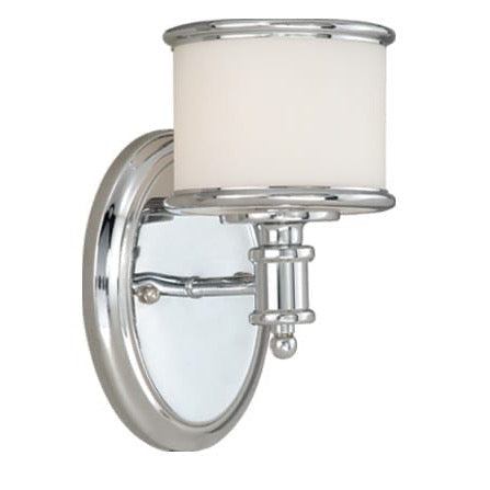 Vaxcel Carlisle 6" 1-Light Chrome Steel Bathroom Vanity Fixture With White Frosted Opal Glass Shade