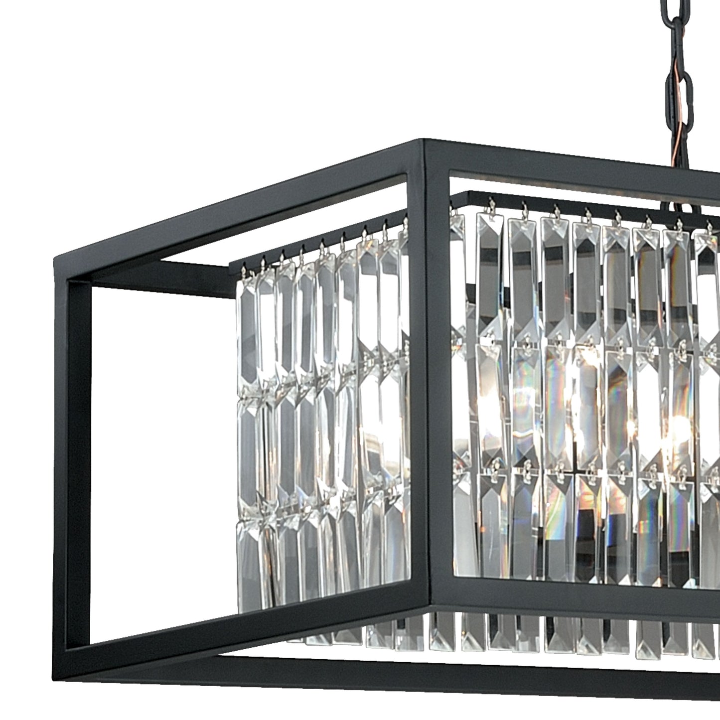 Vaxcel Catana 40" 8-Light Oil Rubbed Bronze Linear Island Chandelier With Clear Crystal Shades