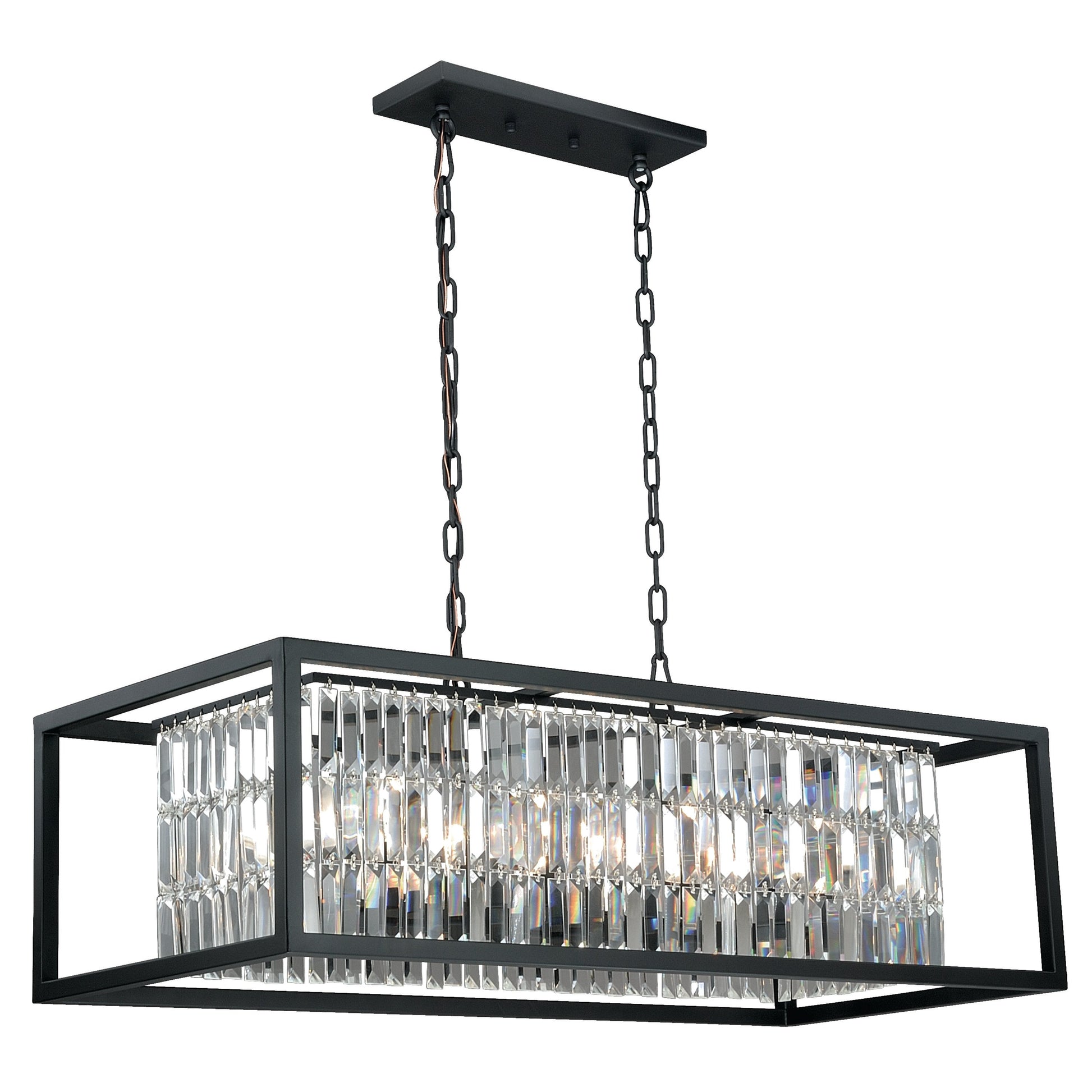 Vaxcel Catana 40" 8-Light Oil Rubbed Bronze Linear Island Chandelier With Clear Crystal Shades