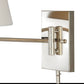 Vaxcel Chapeau 12" 1-Light Polished Nickel Swing Arm Motion Sensor Plug-In Wall Lamp With White Linen Cone Fabric Shade