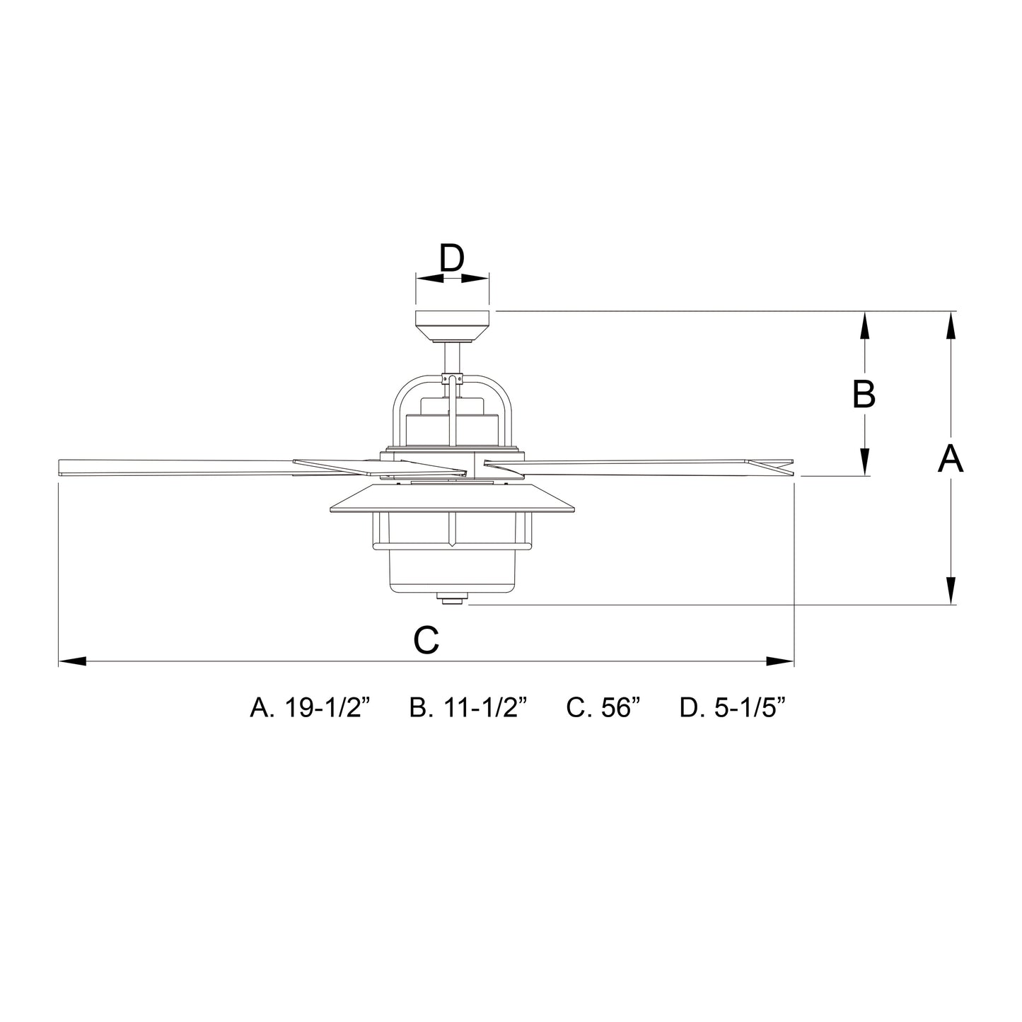 Vaxcel Charleston 56" 2-Light Bronze Farmhouse Indoor-Outdoor Ceiling Fan Light With Clear Seeded Glass Shade and 3-Speed Settings