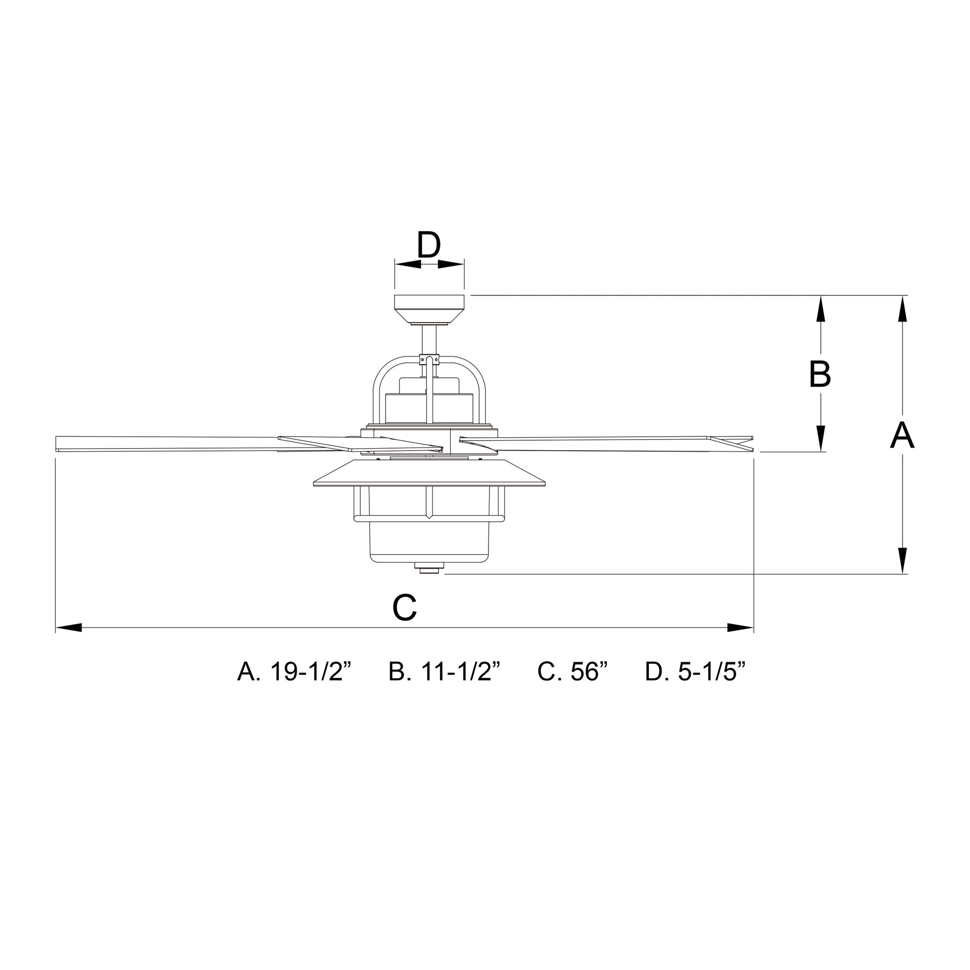 Vaxcel Charleston 56" 2-Light Bronze Farmhouse Indoor-Outdoor Ceiling Fan Light With Clear Seeded Glass Shade and 3-Speed Settings