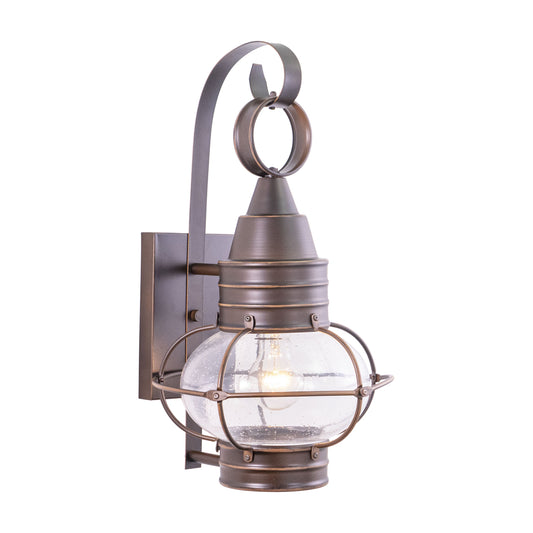 Vaxcel Chatham 10" 1-Light Bronze Coastal Outdoor Wall Lantern With Clear Seeded Glass Shade