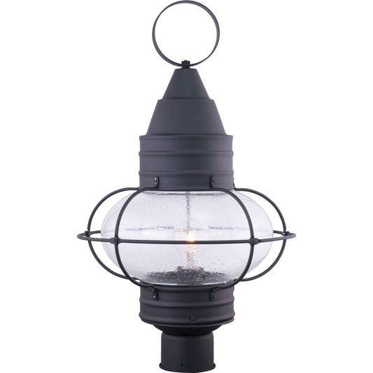 Vaxcel Chatham 13" 1-Light Black Coastal Outdoor Post Light With Clear Seeded Globe Glass Shade