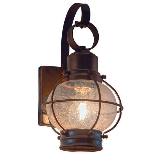 Vaxcel Chatham 7" 1-Light Bronze Coastal Outdoor Wall Lantern With Clear Seeded Glass Shade