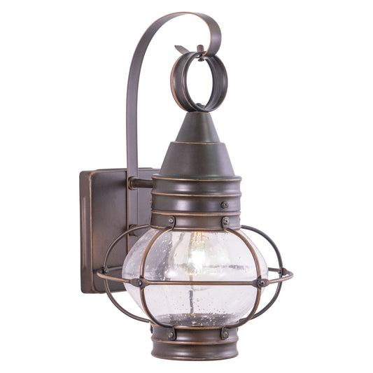 Vaxcel Chatham 8" 1-Light Bronze Coastal Outdoor Wall Lantern With Clear Seeded Glass Shade