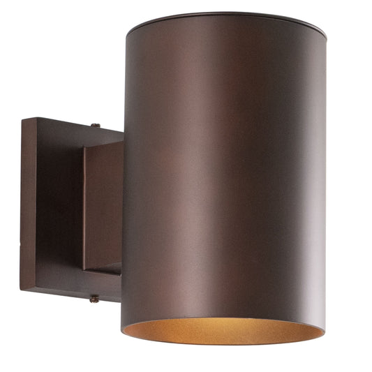 Vaxcel Chiasso 5" 1-Light Aluminum Bronze Dark Sky Cylinder Outdoor Wall Lantern
