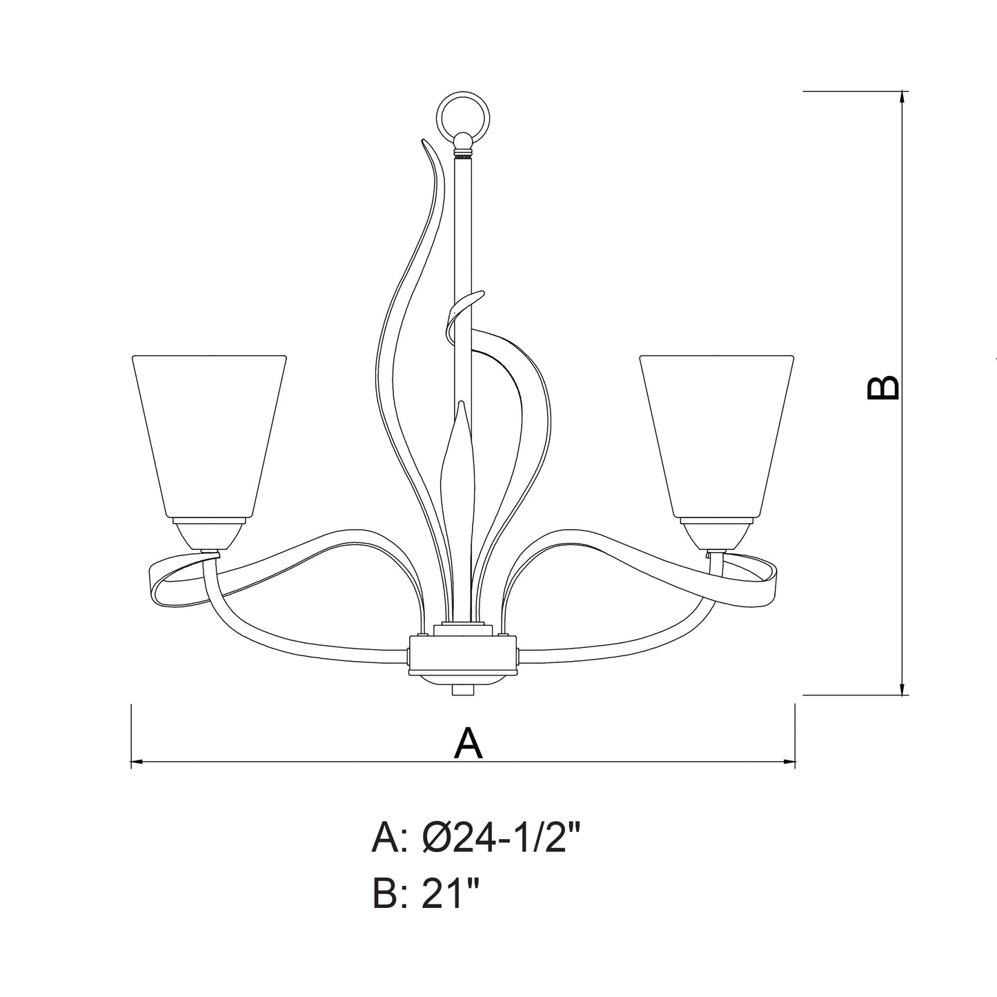 Vaxcel Cinta 25" 5-Light Bronze Steel Chandelier With Clear Seeded Glass Shade