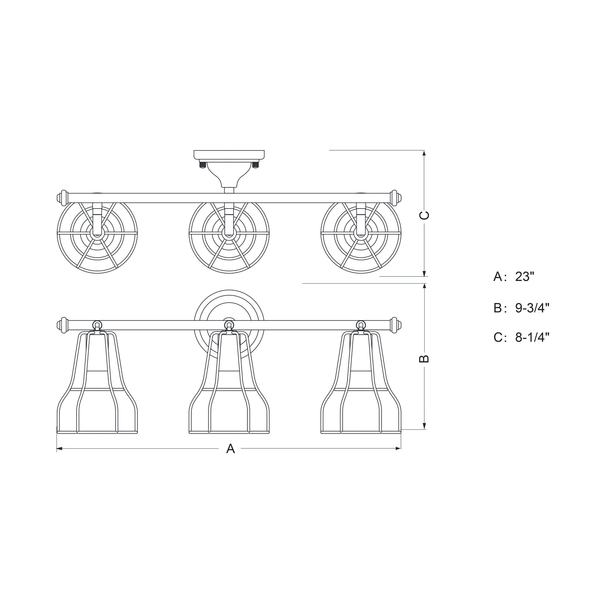 Vaxcel Clybourn 23" 3-Light Bronze Adjustable Wire Cage Bathroom Vanity Fixture With Wire Cage Shade