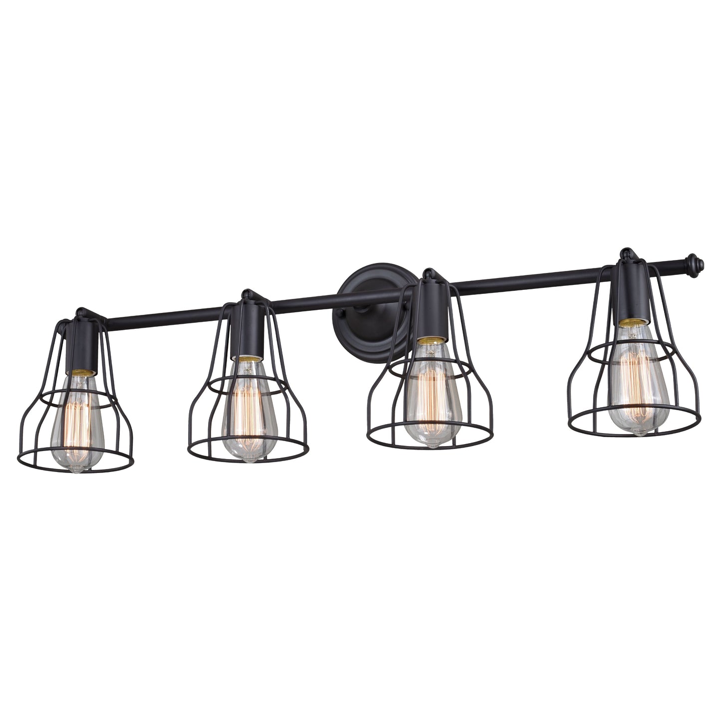 Vaxcel Clybourn 32" 4-Light Bronze Adjustable Bathroom Vanity Fixture With Wire Cage Shade