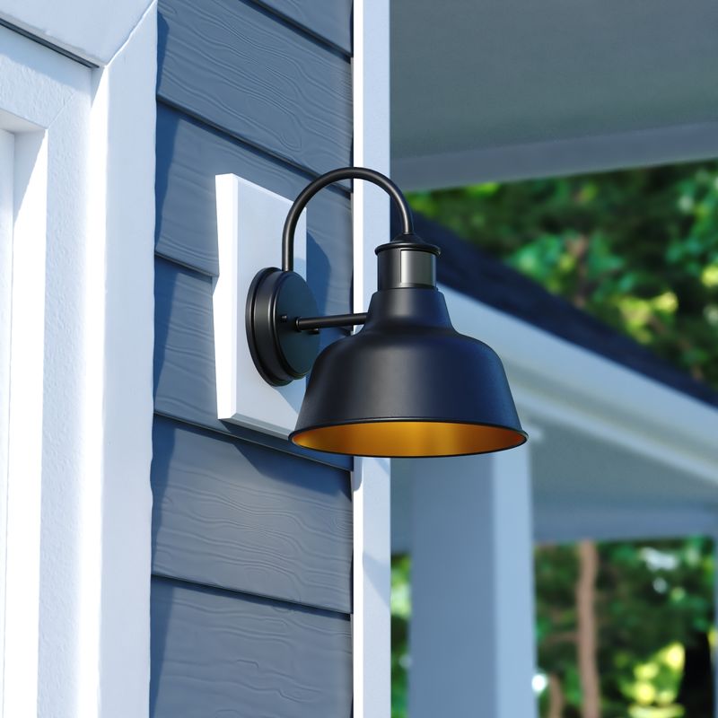Vaxcel Cody 9.25-in Dualux Outdoor Motion Sensor Wall Light Dark Bronze and Light Gold