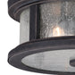 Vaxcel Cumberland 13" 2-Light Rust Iron Round Outdoor Flush Mount Ceiling Light With Clear Seeded Glass Shade