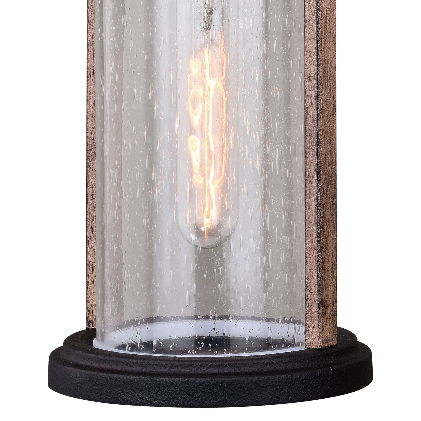 Vaxcel Cumberland 6" 1-Light Textured Dark Bronze and Burnished Oak Dusk-to-Dawn Rustic Outdoor Wall Lantern With Clear Seeded Glass