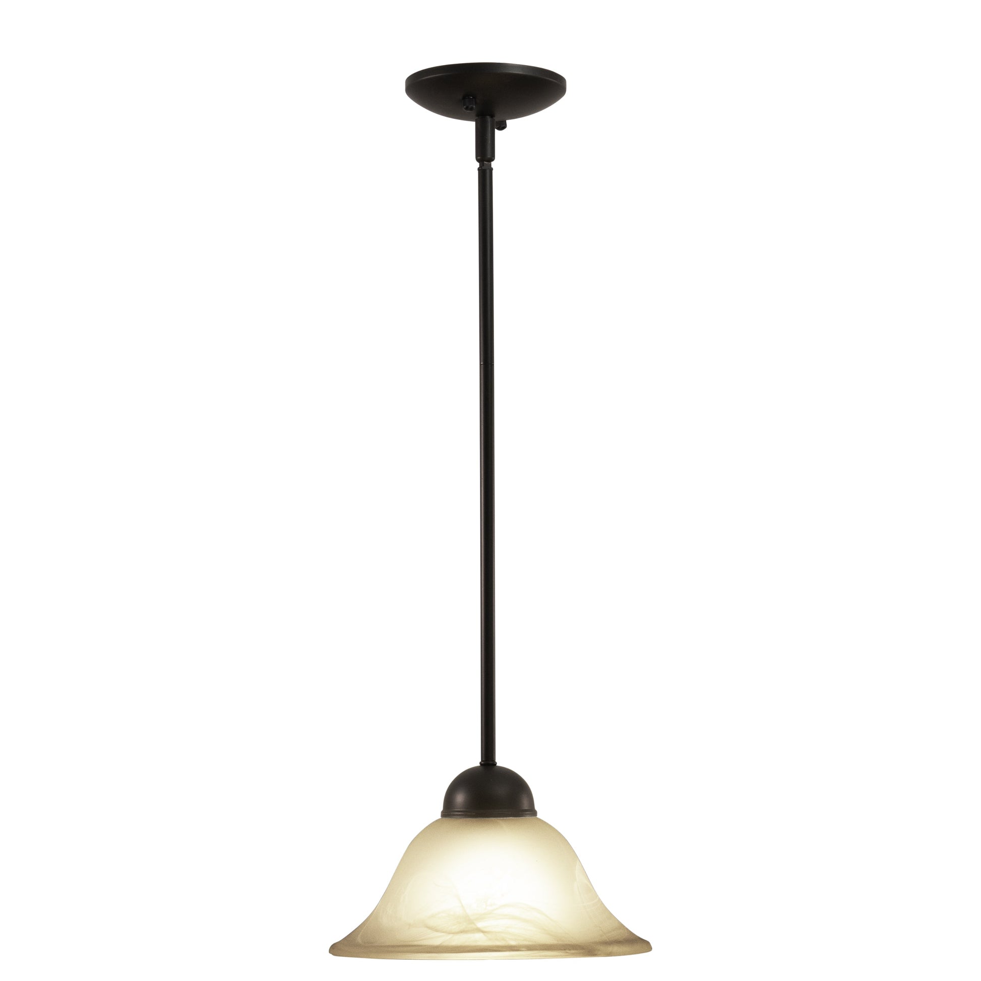 Vaxcel Da Vinci 10" 1-Light Oil Burnished Bronze Mini Pendant Ceiling Light With White Alabaster Glass Shade