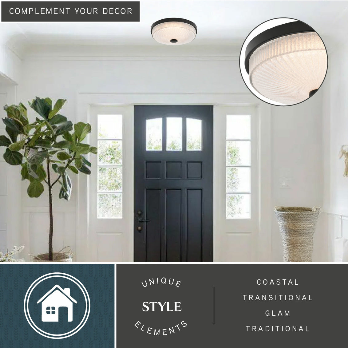 Vaxcel Dalton 8-in. 1 Light Flush Mount Matte Black