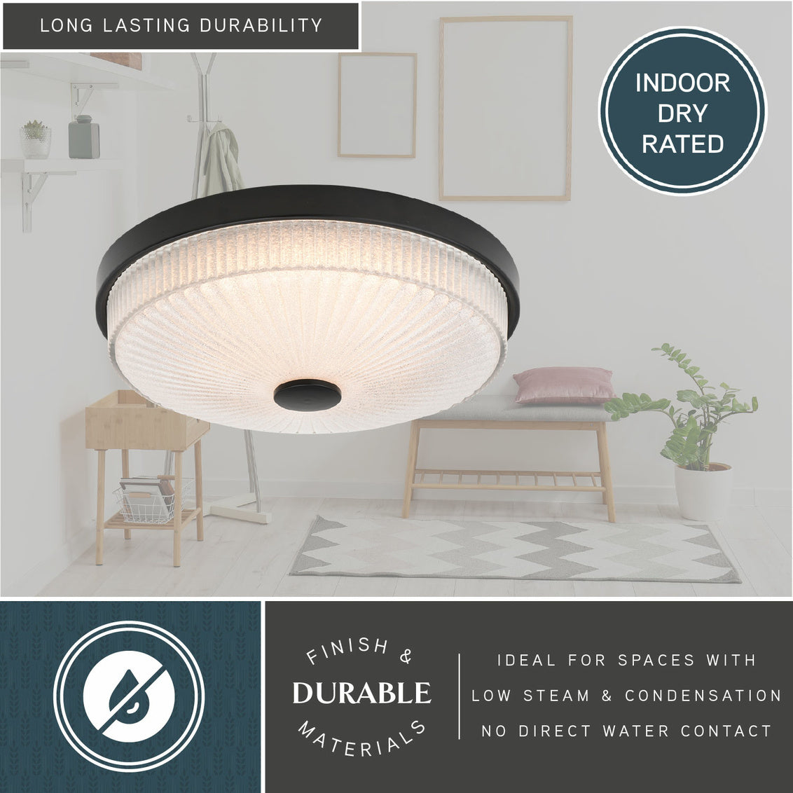 Vaxcel Dalton 8-in. 1 Light Flush Mount Matte Black