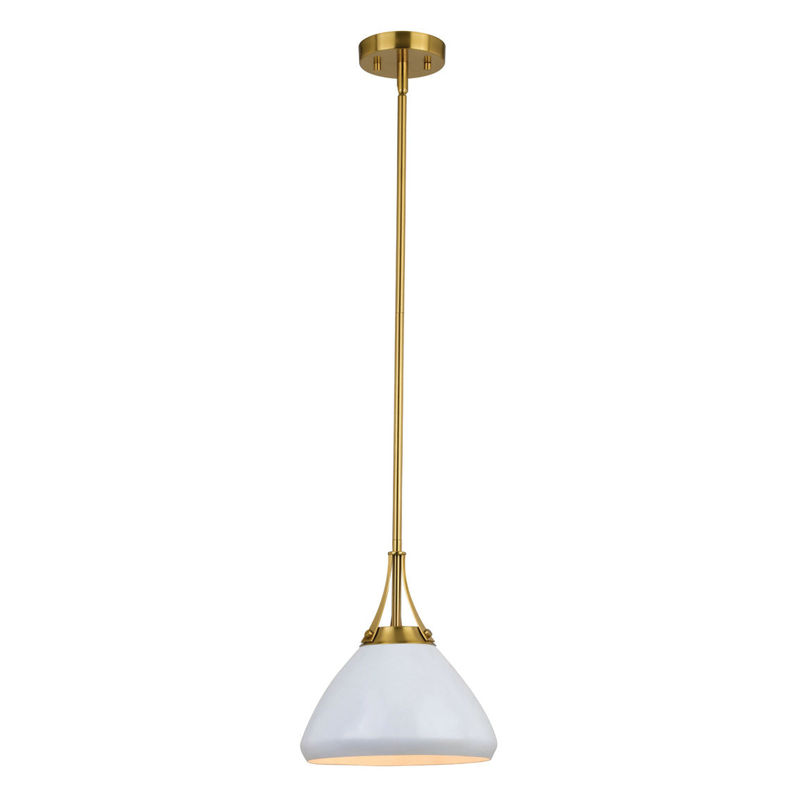 Vaxcel Dayna 10" Satin Brass and Glossy White with Matte White Light Pendant