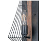 Vaxcel Dearborn 5" 1-Light Black Iron and Burnished Oak Geometric Wire Cage Flush Wall Sconce