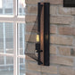 Vaxcel Dearborn 5" 1-Light Black Iron and Burnished Oak Geometric Wire Cage Flush Wall Sconce