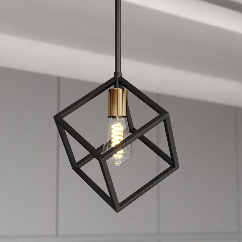 Vaxcel Deering 9-in 1 Light Mini Pendant Matte Black and Satin Brass